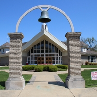 A church exterior. 