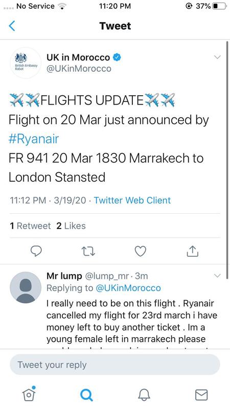 Social media post from UK in Morocco. 