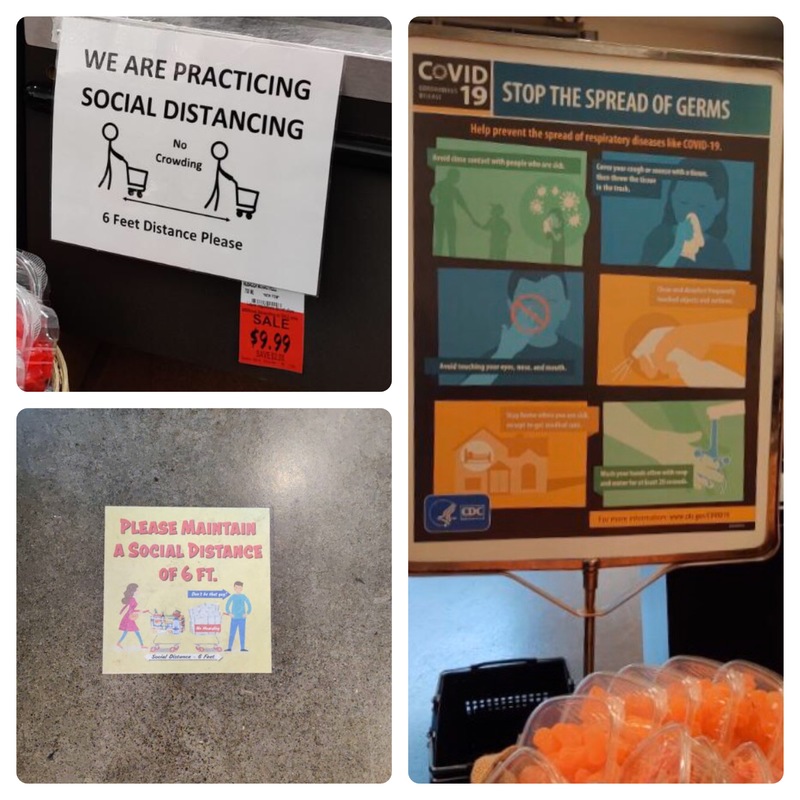 Social distancing signs. 