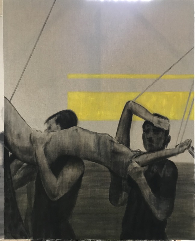 An oil painting that takes inspiration from plague cemetery. 